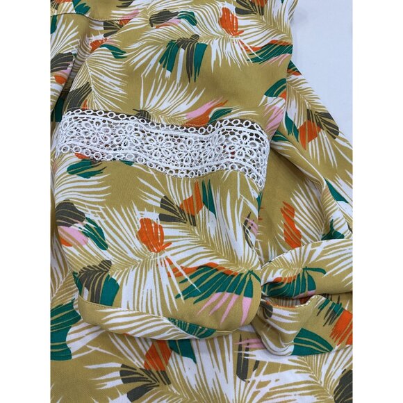 Banana Republic Off The Shoulders Women's Leaf Print Smock Dress Size 12 - Picture 5 of 7